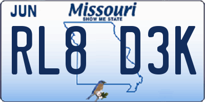 MO license plate RL8D3K