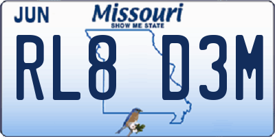 MO license plate RL8D3M