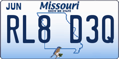 MO license plate RL8D3Q