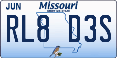 MO license plate RL8D3S