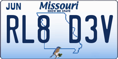 MO license plate RL8D3V