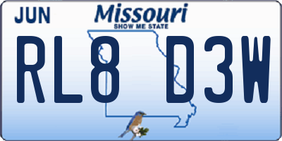 MO license plate RL8D3W