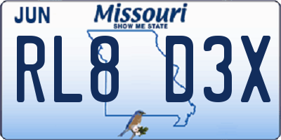 MO license plate RL8D3X