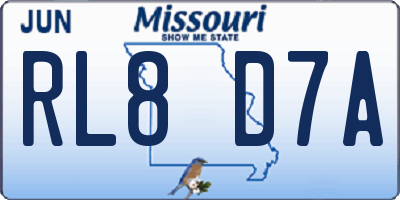 MO license plate RL8D7A