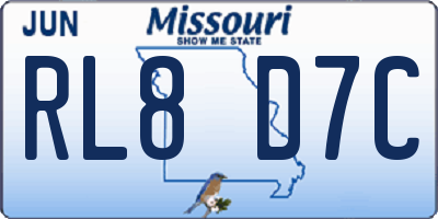 MO license plate RL8D7C