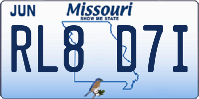 MO license plate RL8D7I