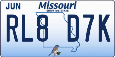 MO license plate RL8D7K