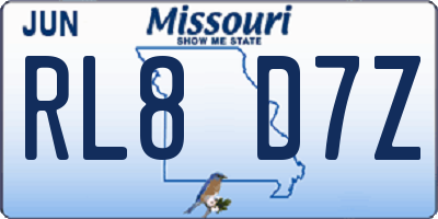 MO license plate RL8D7Z