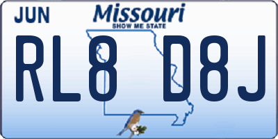 MO license plate RL8D8J