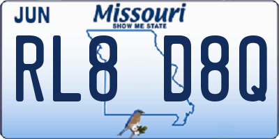 MO license plate RL8D8Q
