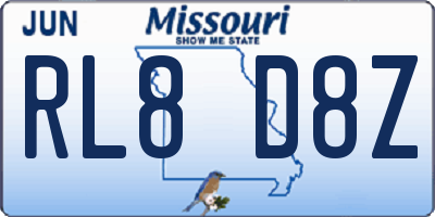 MO license plate RL8D8Z