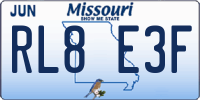 MO license plate RL8E3F