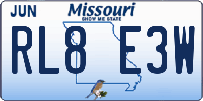 MO license plate RL8E3W