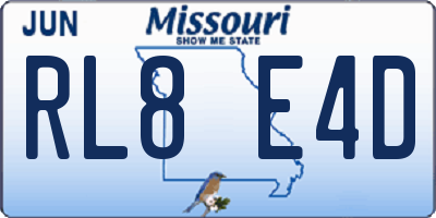 MO license plate RL8E4D