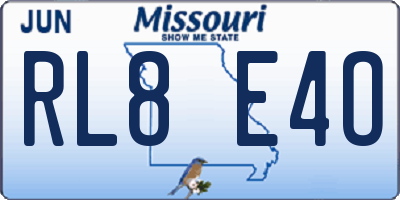 MO license plate RL8E4O