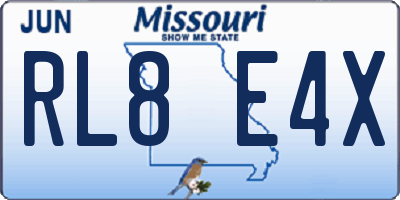 MO license plate RL8E4X