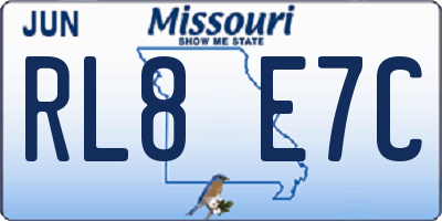 MO license plate RL8E7C