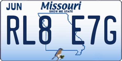 MO license plate RL8E7G