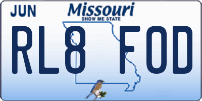 MO license plate RL8F0D
