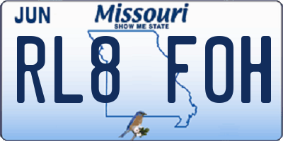 MO license plate RL8F0H