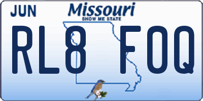 MO license plate RL8F0Q