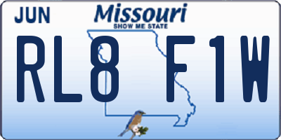 MO license plate RL8F1W