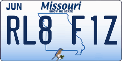 MO license plate RL8F1Z