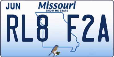 MO license plate RL8F2A