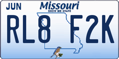 MO license plate RL8F2K