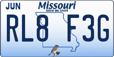 MO license plate RL8F3G