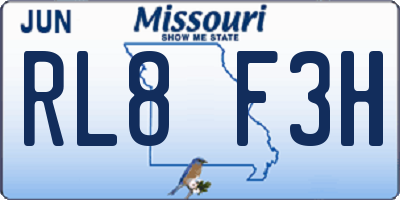 MO license plate RL8F3H