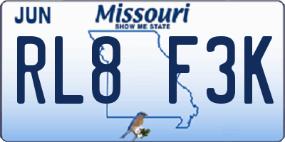 MO license plate RL8F3K