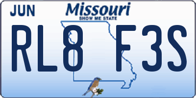 MO license plate RL8F3S
