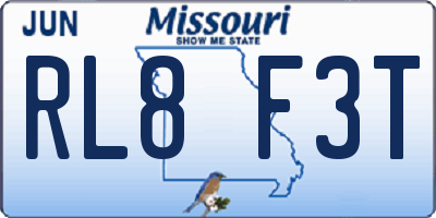 MO license plate RL8F3T