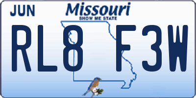 MO license plate RL8F3W