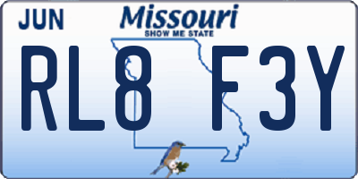 MO license plate RL8F3Y