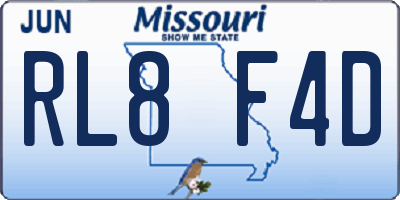 MO license plate RL8F4D