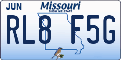 MO license plate RL8F5G