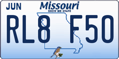 MO license plate RL8F5O