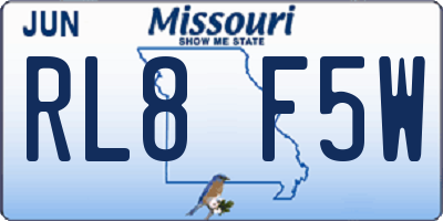 MO license plate RL8F5W