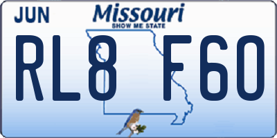 MO license plate RL8F6O