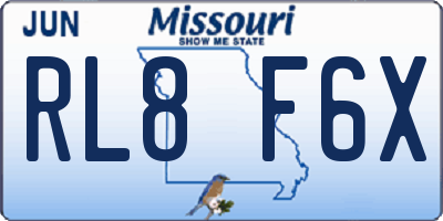 MO license plate RL8F6X
