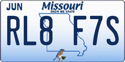 MO license plate RL8F7S