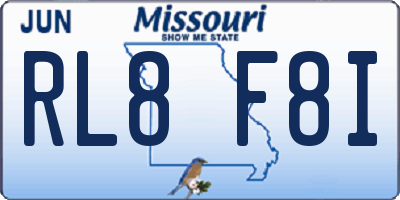 MO license plate RL8F8I