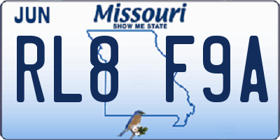 MO license plate RL8F9A