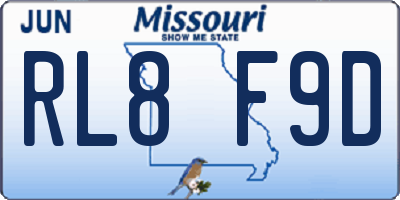 MO license plate RL8F9D