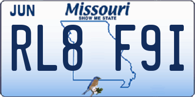 MO license plate RL8F9I