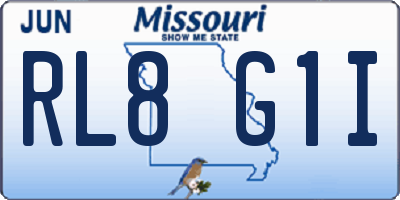 MO license plate RL8G1I