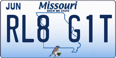 MO license plate RL8G1T