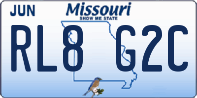 MO license plate RL8G2C